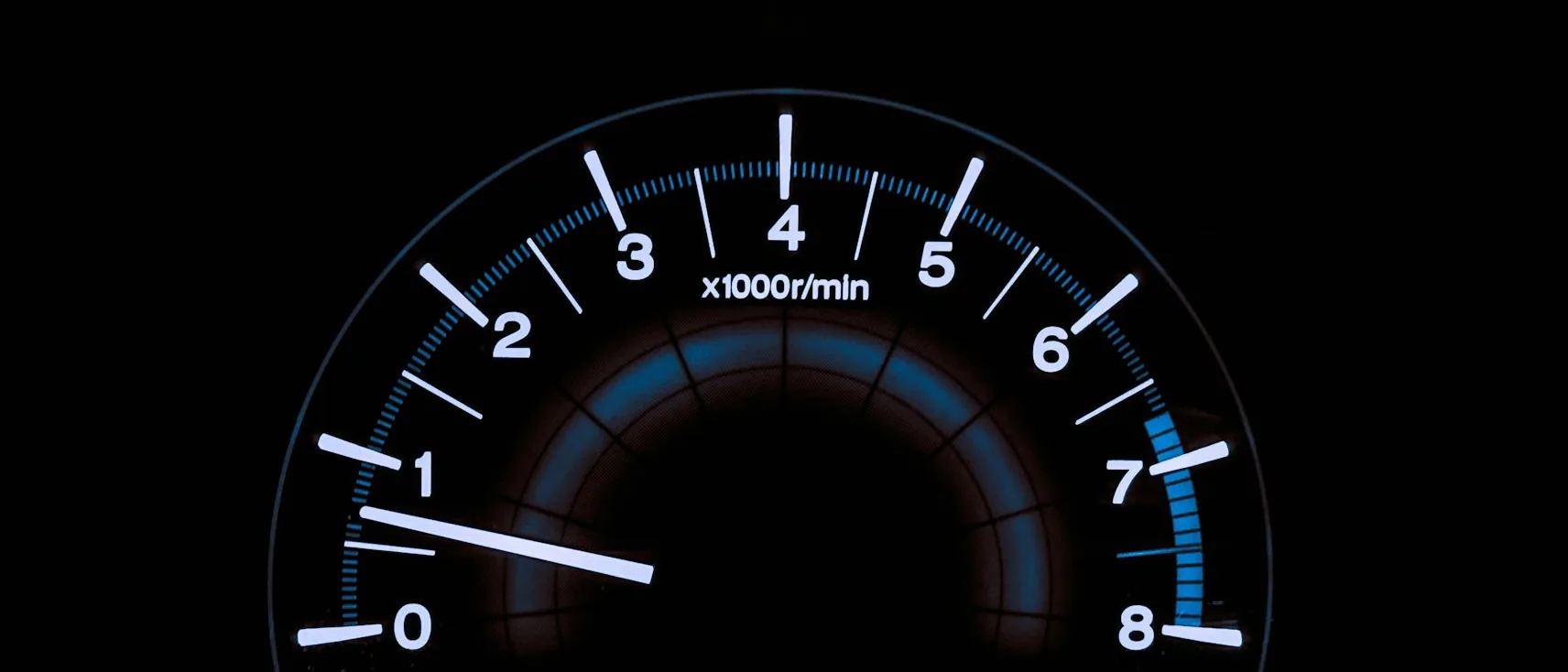a rev counter or gauge, close — header, wide