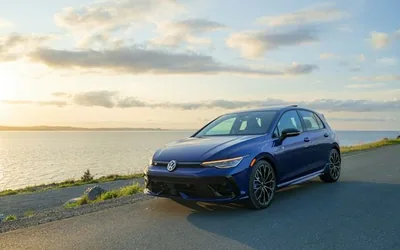 VW Golf R Mk8 — the named car, side or rear three-quarter